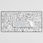 Graffiti Black and White Pattern Doodle Hand Designed Scan Desk Mat Gallery Image 1