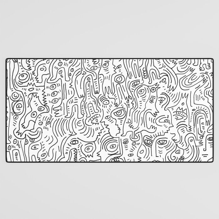Graffiti Black and White Pattern Doodle Hand Designed Scan Desk Mat Gallery Image 3