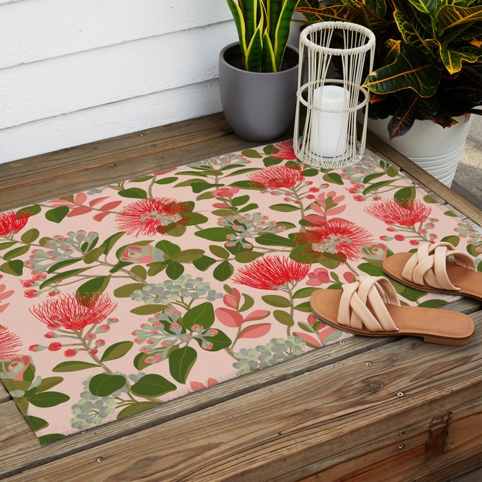 Ohia Lehua Tree on Pink Outdoor Rug Gallery Image 2