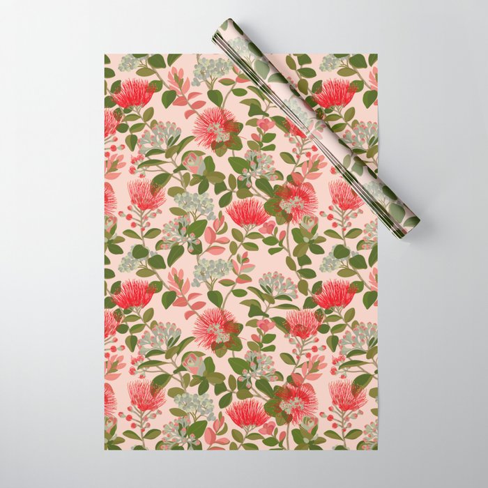 Ohia Lehua Tree on Pink Wrapping Paper Gallery Image 1