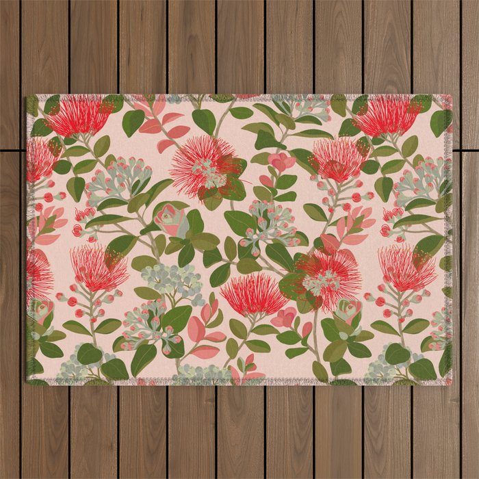 Ohia Lehua Tree on Pink Outdoor Rug Gallery Image 1