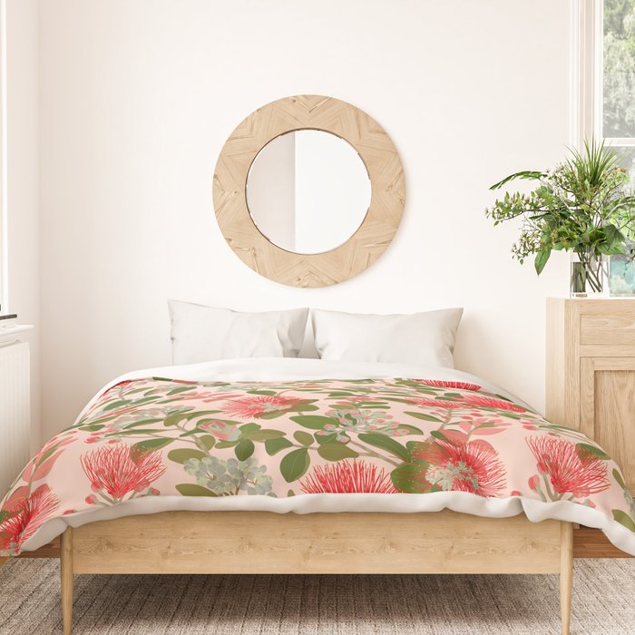 Ohia Lehua Tree on Pink Duvet Cover Gallery Image 3