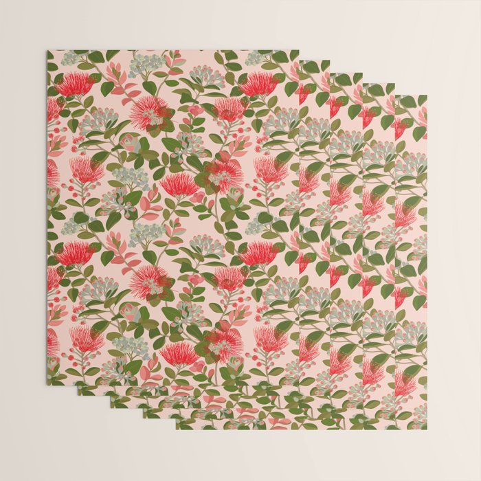Ohia Lehua Tree on Pink Wrapping Paper Gallery Image 3