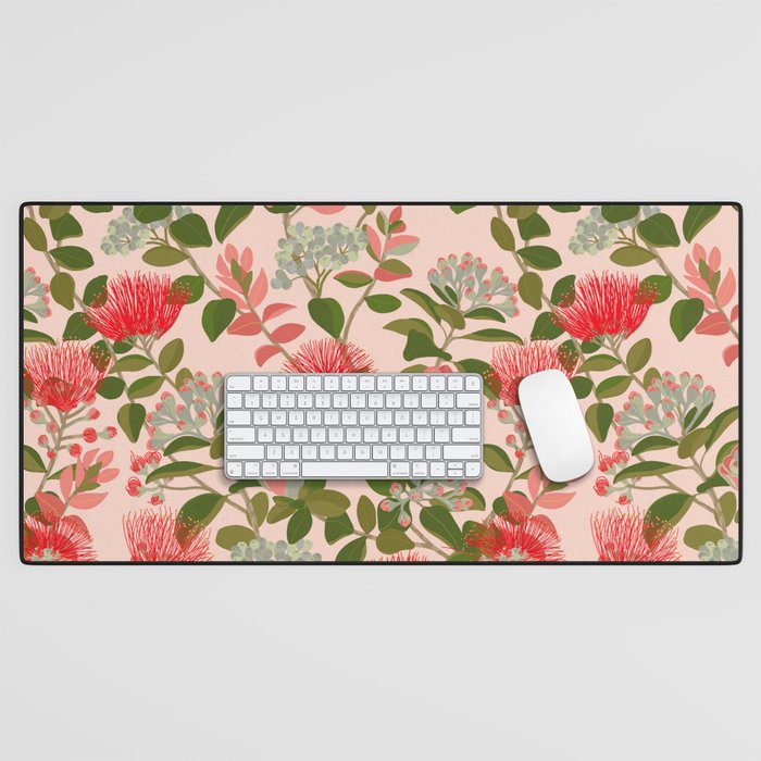 Ohia Lehua Tree on Pink Desk Mat Gallery Image 1