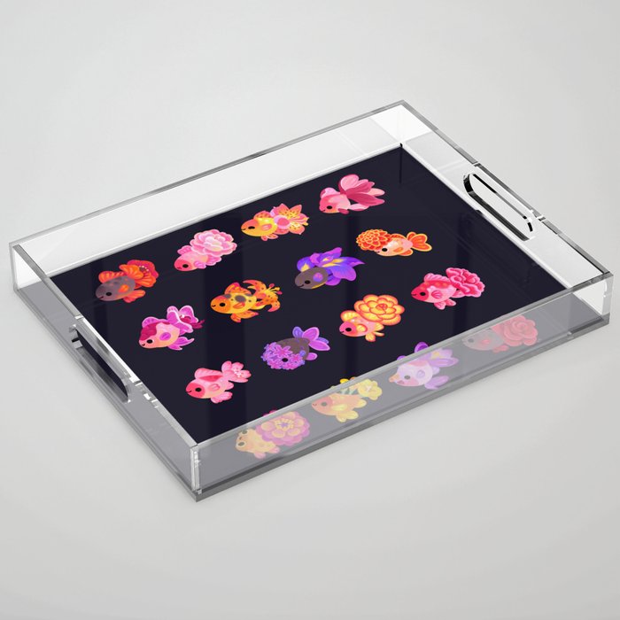 Flower goldfish - dark Acrylic Tray Gallery Image 1