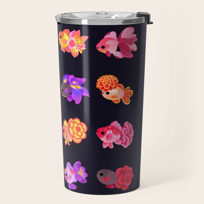 Flower goldfish - dark Travel Mug Gallery Image 2
