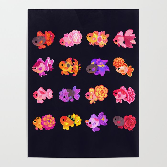 Flower goldfish - dark Poster Gallery Image 4