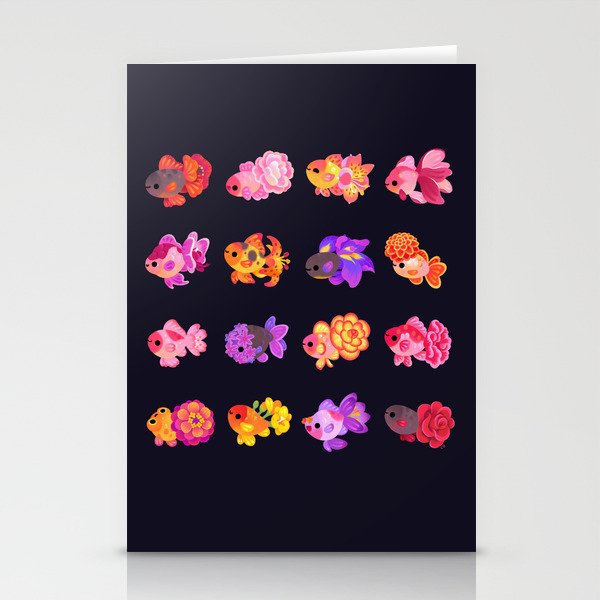 Flower goldfish - dark Stationery Card Gallery Image 2