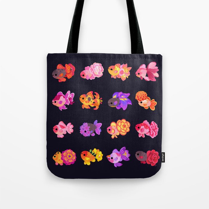 Flower goldfish - dark Tote Bag Gallery Image 1