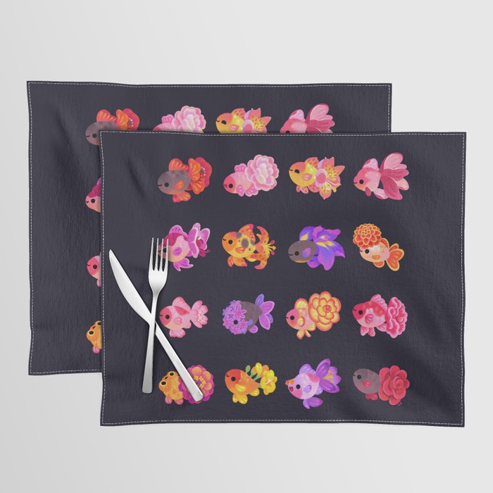 Flower goldfish - dark Placemat Gallery Image 1