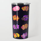 Flower goldfish - dark Travel Mug Gallery Image 1