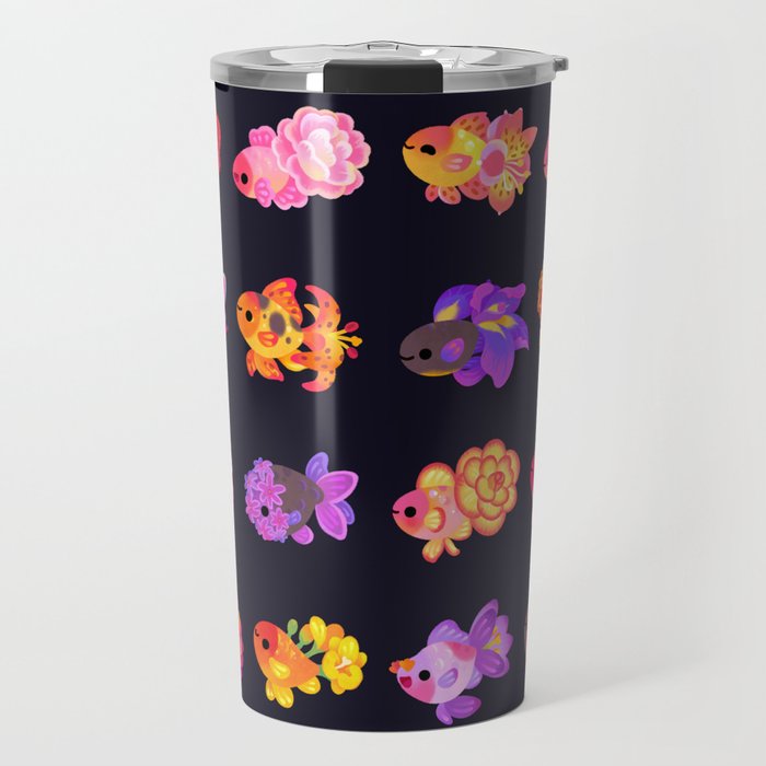 Flower goldfish - dark Travel Mug Gallery Image 1