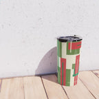 Mid Century Modern Deconstructed Christmas Plaid Pattern in Retro Red, Olive Green, and Xmas Cream Travel Mug Gallery Image 4