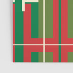 Mid Century Modern Deconstructed Christmas Plaid Pattern in Retro Red, Olive Green, and Xmas Cream Poster Gallery Image 3