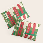 Mid Century Modern Deconstructed Christmas Plaid Pattern in Retro Red, Olive Green, and Xmas Cream Pillow Sham Gallery Image 3