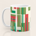 Mid Century Modern Deconstructed Christmas Plaid Pattern in Retro Red, Olive Green, and Xmas Cream Coffee Mug Gallery Image 3