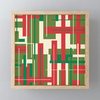 Mid Century Modern Deconstructed Christmas Plaid Pattern in Retro Red, Olive Green, and Xmas Cream Mini Art Print Gallery Image 1