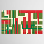 Mid Century Modern Deconstructed Christmas Plaid Pattern in Retro Red, Olive Green, and Xmas Cream Tablecloth Gallery Image 2