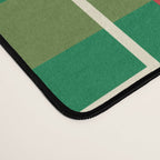 Mid Century Modern Deconstructed Christmas Plaid Pattern in Retro Red, Olive Green, and Xmas Cream Desk Mat Gallery Image 4