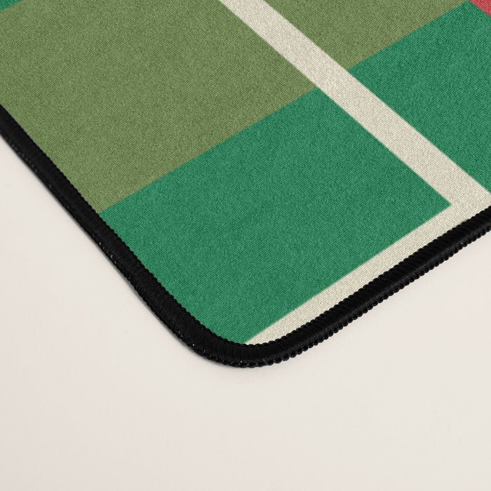 Mid Century Modern Deconstructed Christmas Plaid Pattern in Retro Red, Olive Green, and Xmas Cream Desk Mat Gallery Image 4