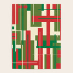 Mid Century Modern Deconstructed Christmas Plaid Pattern in Retro Red, Olive Green, and Xmas Cream Poster Gallery Image 4