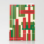 Mid Century Modern Deconstructed Christmas Plaid Pattern in Retro Red, Olive Green, and Xmas Cream Stationery Card Gallery Image 2