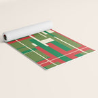 Mid Century Modern Deconstructed Christmas Plaid Pattern in Retro Red, Olive Green, and Xmas Cream Yoga Mat Gallery Image 2