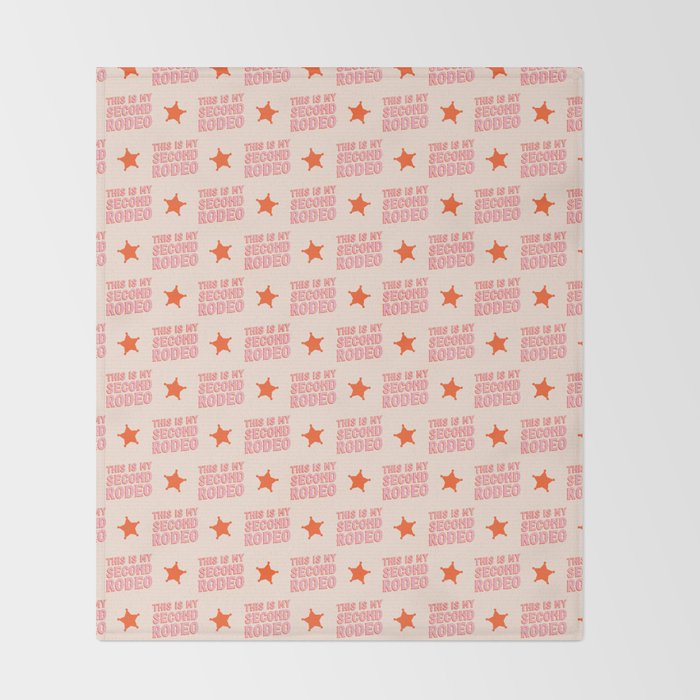 This is My Second Rodeo (pink and orange saloon-style letters) Throw Blanket Gallery Image 2