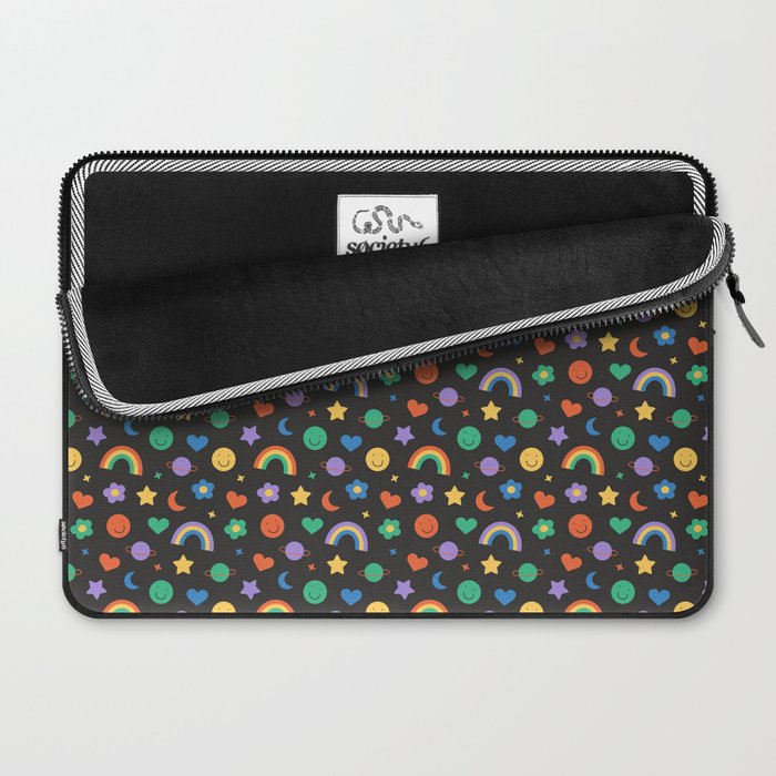 Funny retro cartoon doodle sticker pattern Laptop Sleeve Gallery Image 2