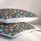 Funny retro cartoon doodle sticker pattern Pillow Sham Gallery Image 3