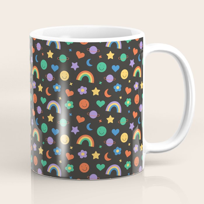 Funny retro cartoon doodle sticker pattern Coffee Mug Gallery Image 1