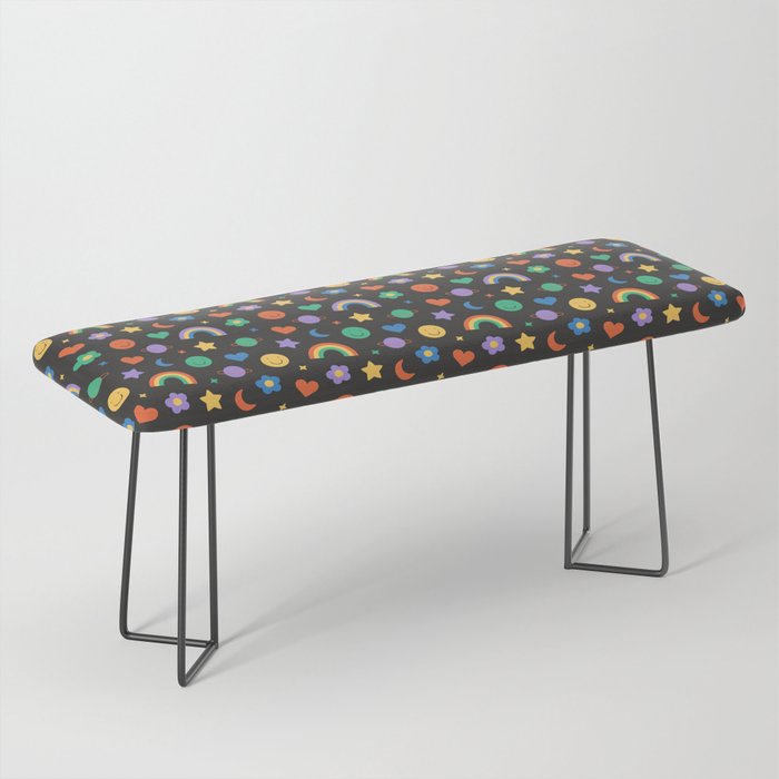 Funny retro cartoon doodle sticker pattern Bench Gallery Image 1