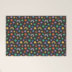 Funny retro cartoon doodle sticker pattern Welcome Mat Gallery Image 1