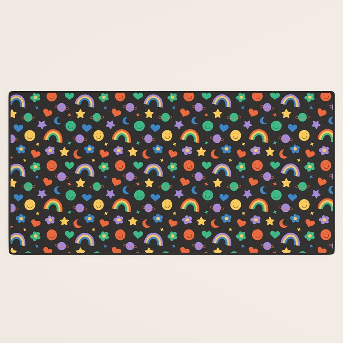 Funny retro cartoon doodle sticker pattern Desk Mat Gallery Image 3