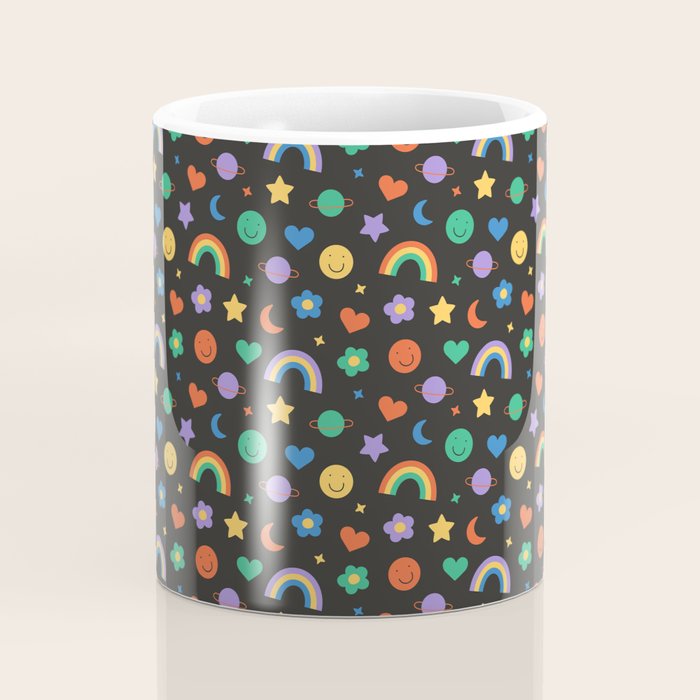 Funny retro cartoon doodle sticker pattern Coffee Mug Gallery Image 4