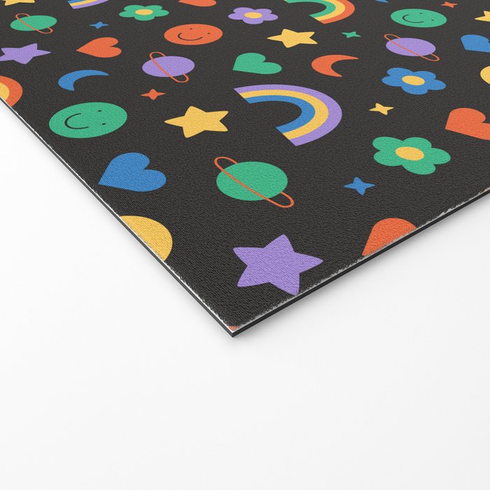 Funny retro cartoon doodle sticker pattern Welcome Mat Gallery Image 2