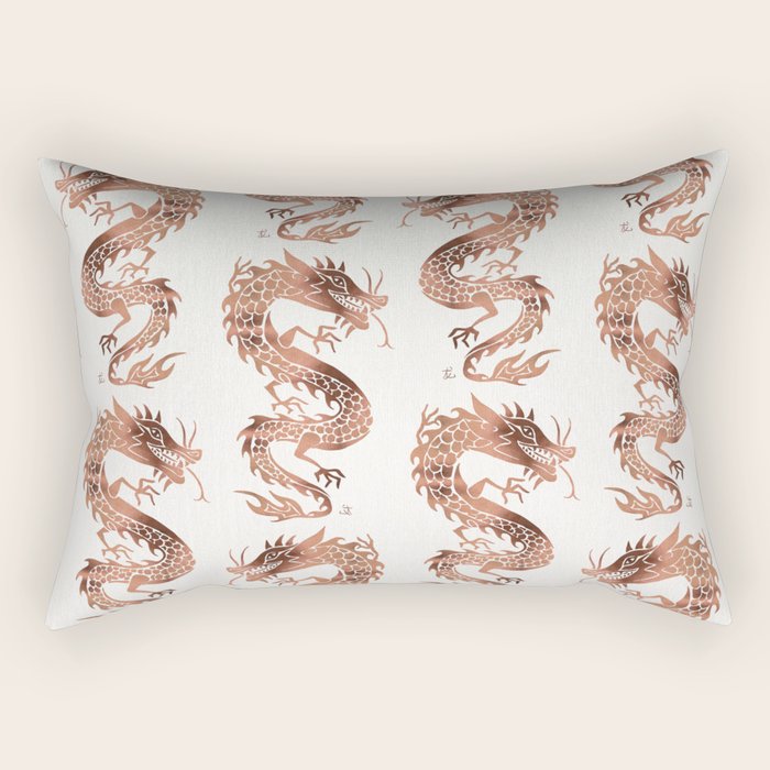 Chinese Dragon - Rose Gold Palette Rectangular Pillow Gallery Image 2
