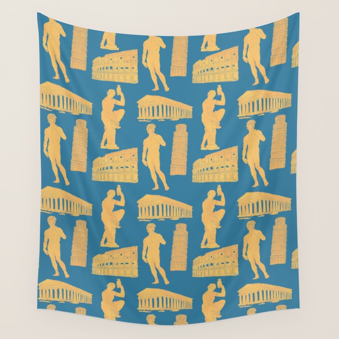 Roman Architecture Ancient Monuments and Italian Statues Wall Tapestry Gallery Image 1