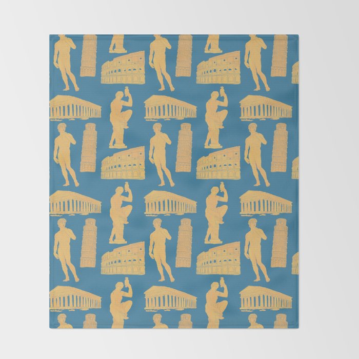 Roman Architecture Ancient Monuments and Italian Statues Throw Blanket Gallery Image 2