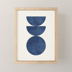 Woodblock navy blue Mid century modern Mini Art Print Gallery Image 1