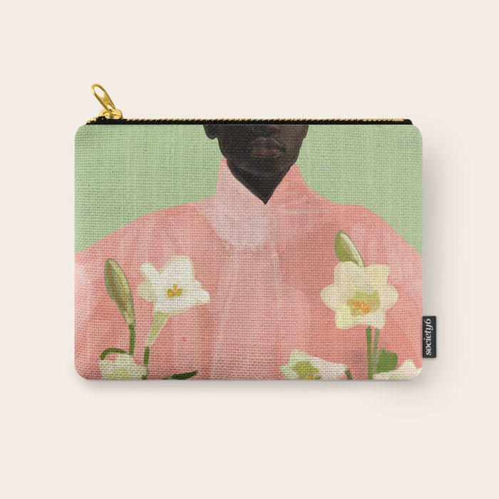 Girl Holding Flowers 3 Carry All Pouch Gallery Image 1