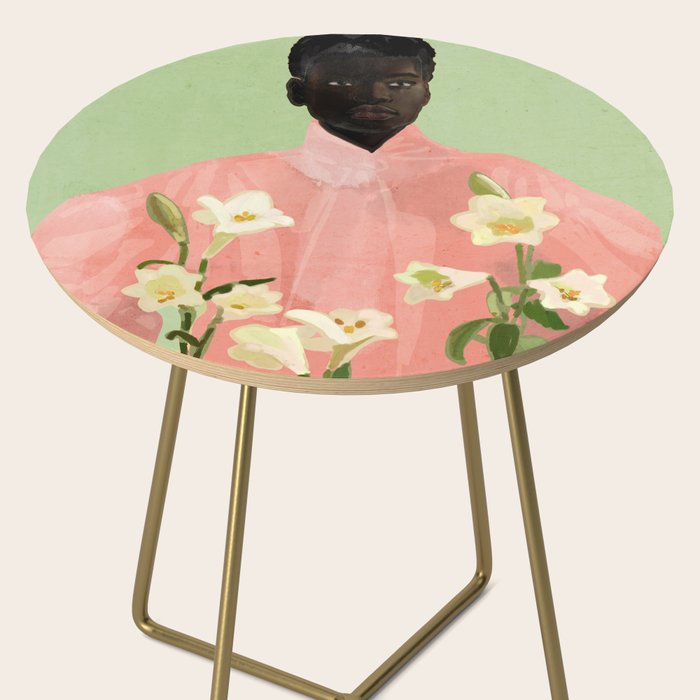 Girl Holding Flowers 3 Side Table Gallery Image 2