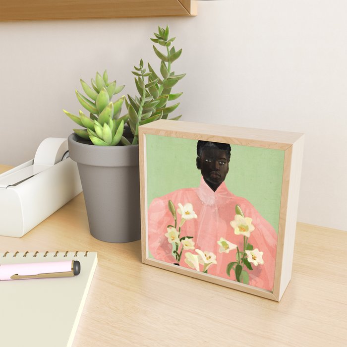 Girl Holding Flowers 3 Mini Art Print Gallery Image 2