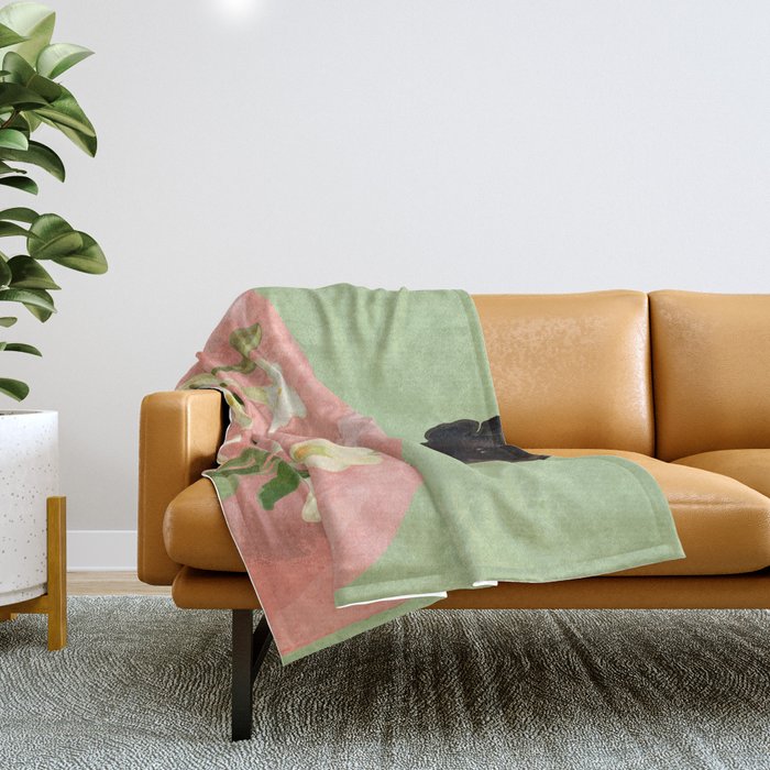 Girl Holding Flowers 3 Throw Blanket Gallery Image 1