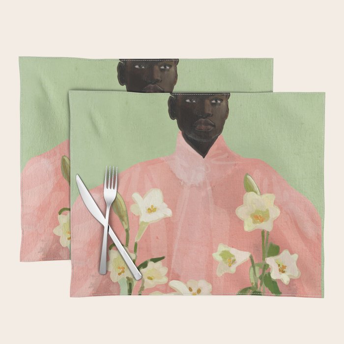Girl Holding Flowers 3 Placemat Gallery Image 1