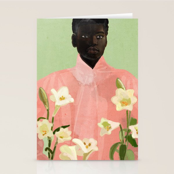 Girl Holding Flowers 3 Stationery Card Gallery Image 2