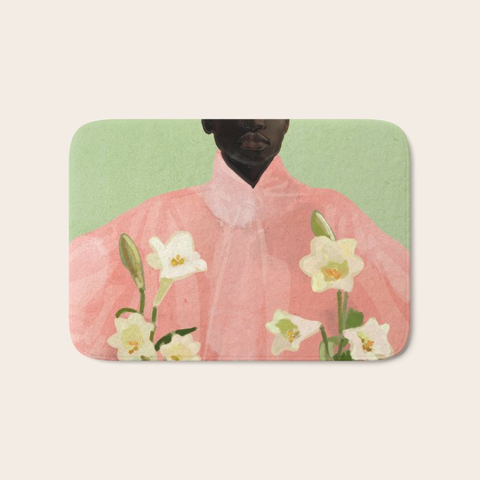 Girl Holding Flowers 3 Bath Mat Gallery Image 1