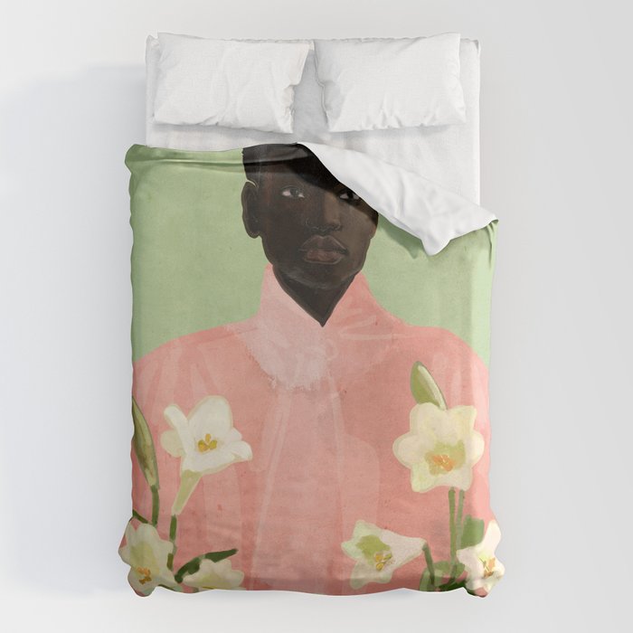 Girl Holding Flowers 3 Duvet Cover Gallery Image 1