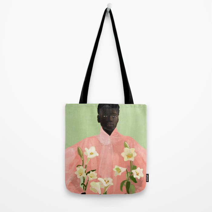 Girl Holding Flowers 3 Tote Bag Gallery Image 2