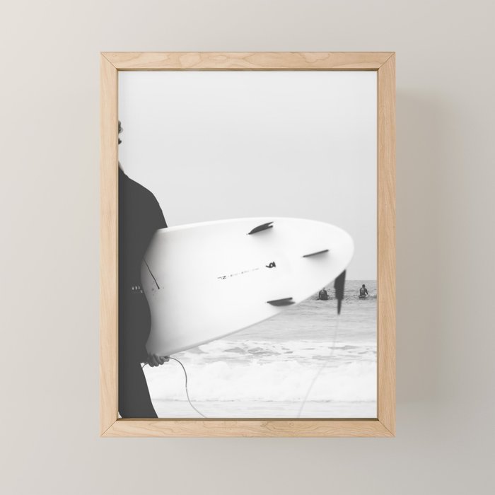 Catch a Wave - Abstract Surf Board photography - Black and White Surfer - Ocean Sea Travel photo Mini Art Print Gallery Image 1